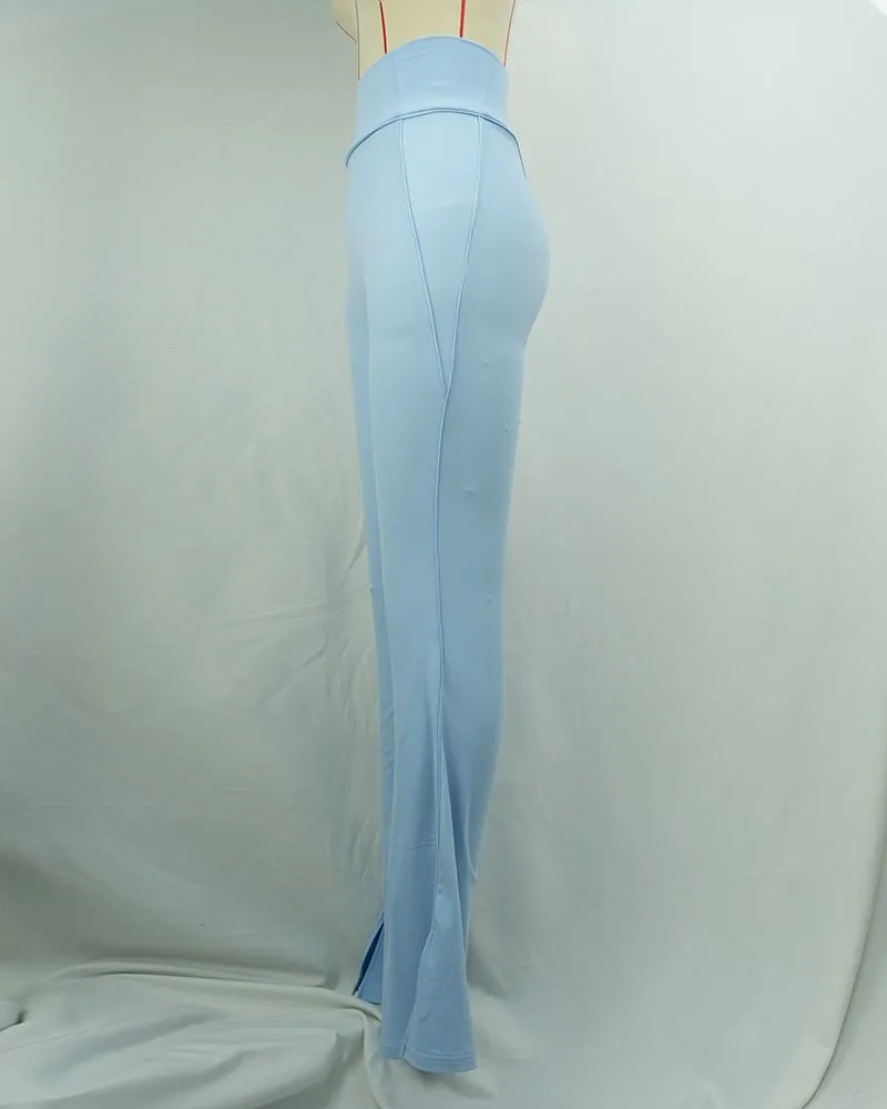 Blue High Waist Wide-Leg Yoga Leggings-03