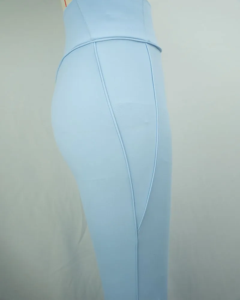 Blue High Waist Wide-Leg Yoga Leggings-05