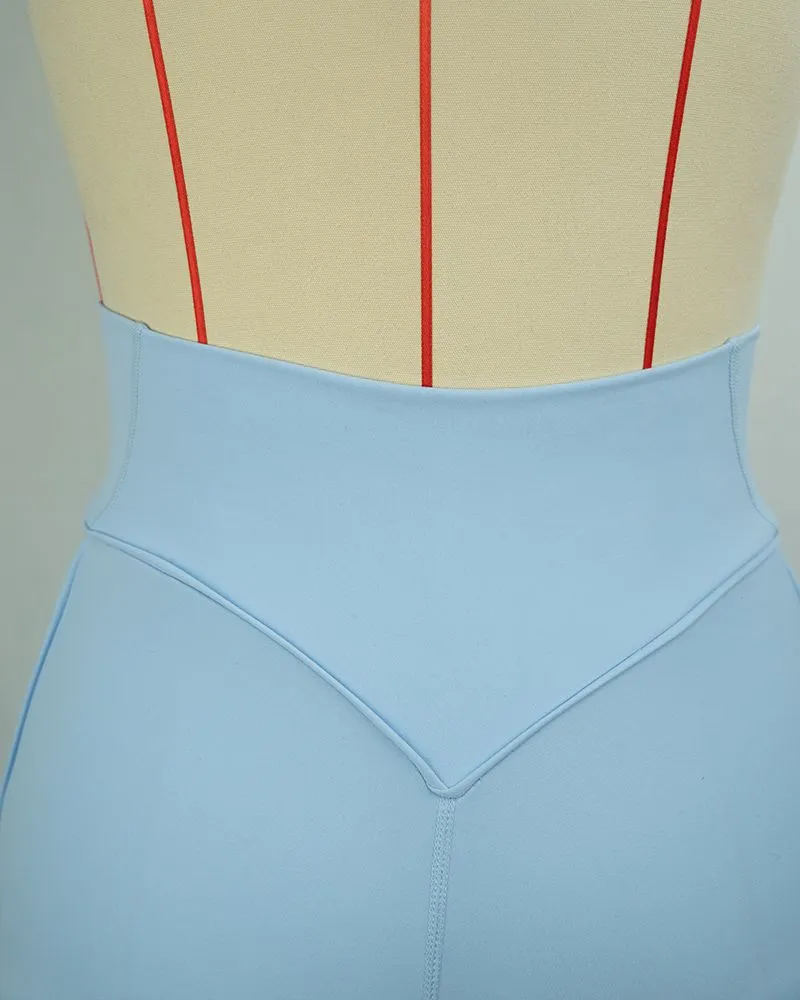 Blue High Waist Wide-Leg Yoga Leggings-06