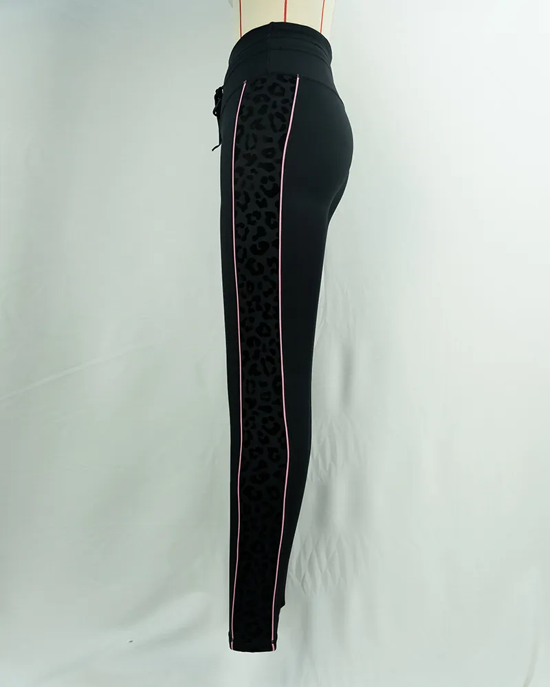 Black High-Waist Leopard-Print Insert Yoga Pants (2)
