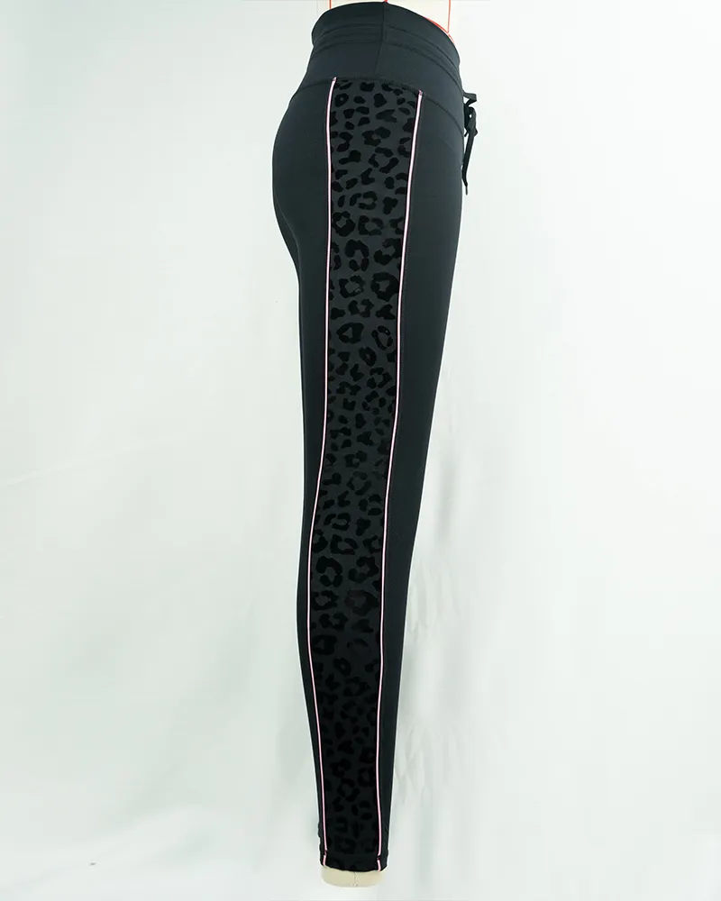 Black High-Waist Leopard-Print Insert Yoga Pants (3)