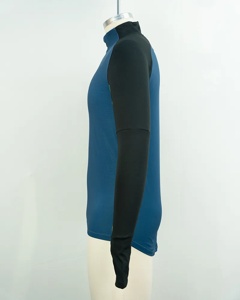 Blue and Yellow Fingerless Sleeves Cycling Jersey (2)