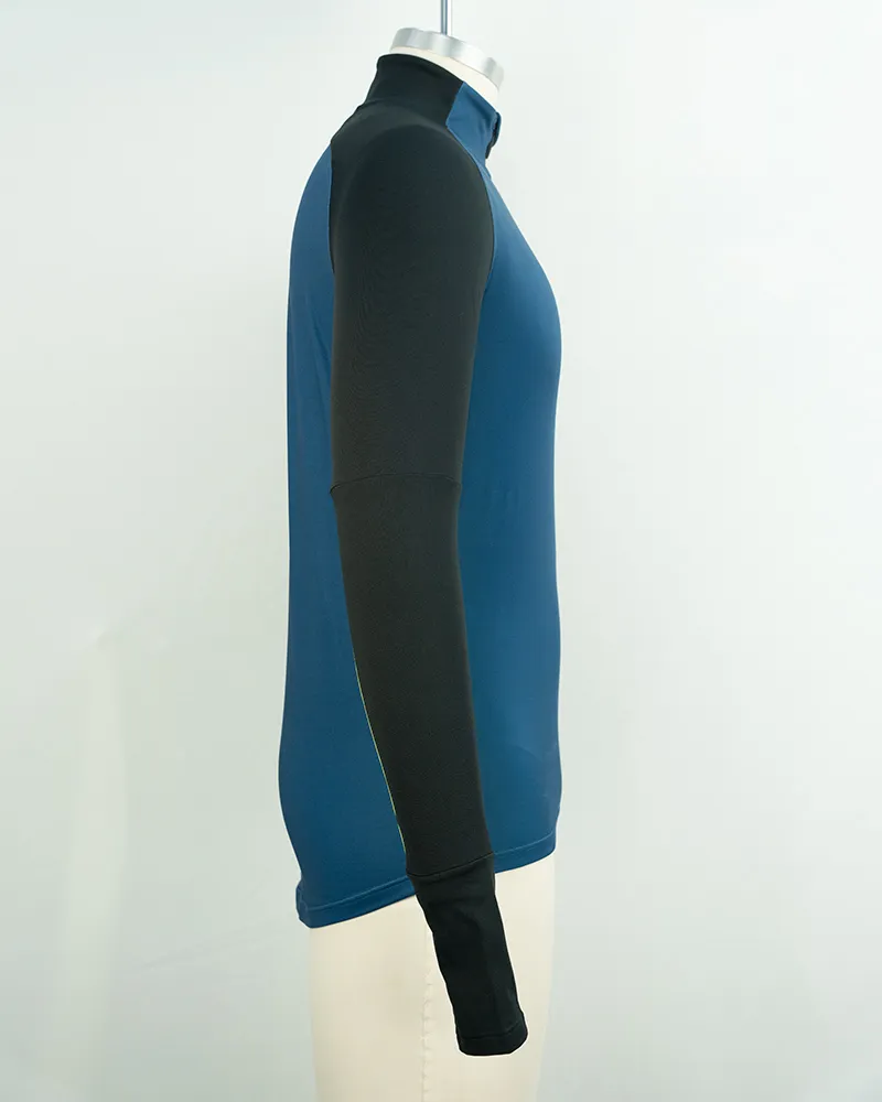 Blue and Yellow Fingerless Sleeves Cycling Jersey (4)