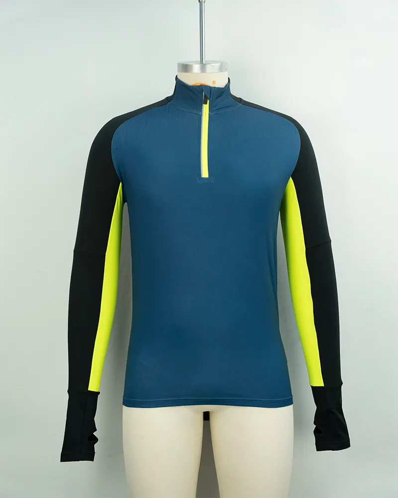 Blue and Yellow Fingerless Sleeves Cycling Jersey