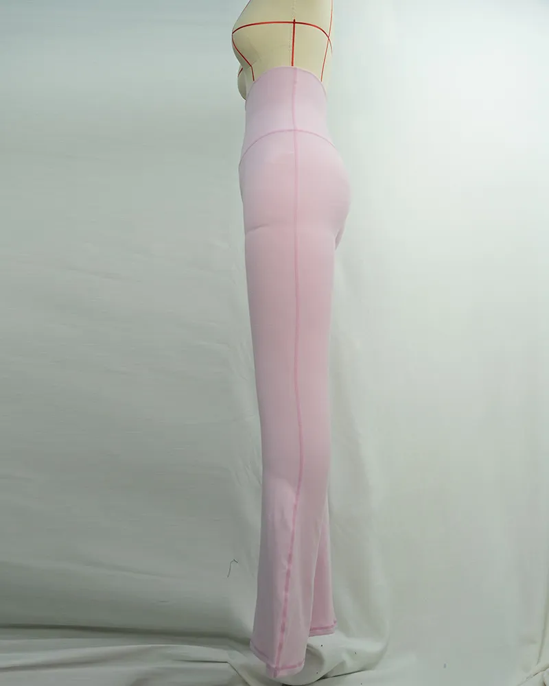 Blush-Pink Seamless Flow Yoga Wide-Leg Pants (2)