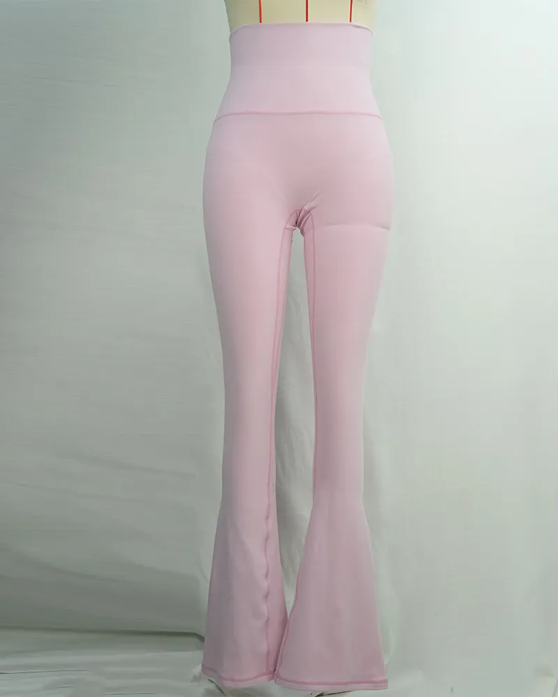 Blush-Pink Seamless Flow Yoga Wide-Leg Pants