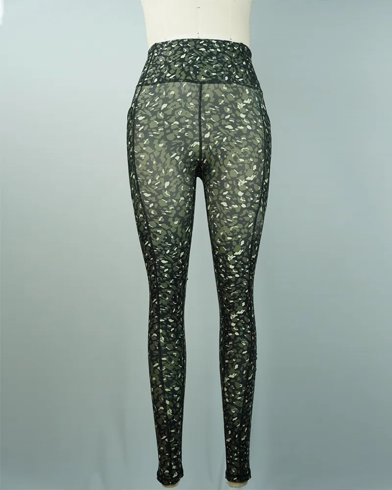 Green Print Yoga Pants