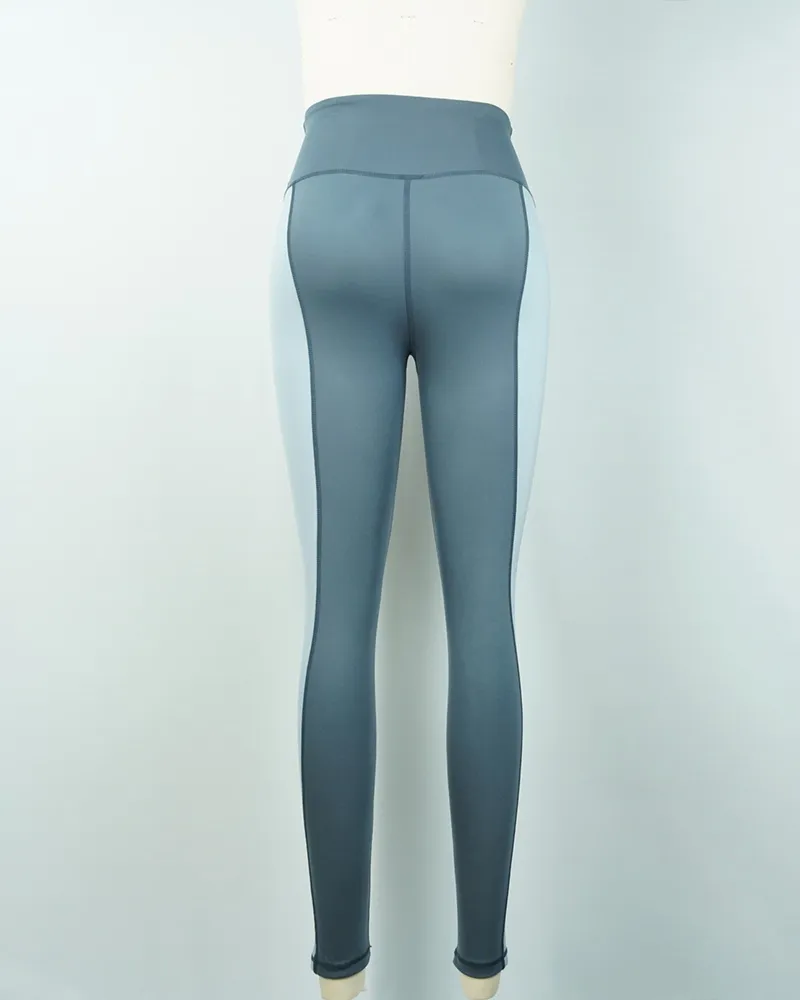 High-Waist Teal and White Yoga Pants (3)