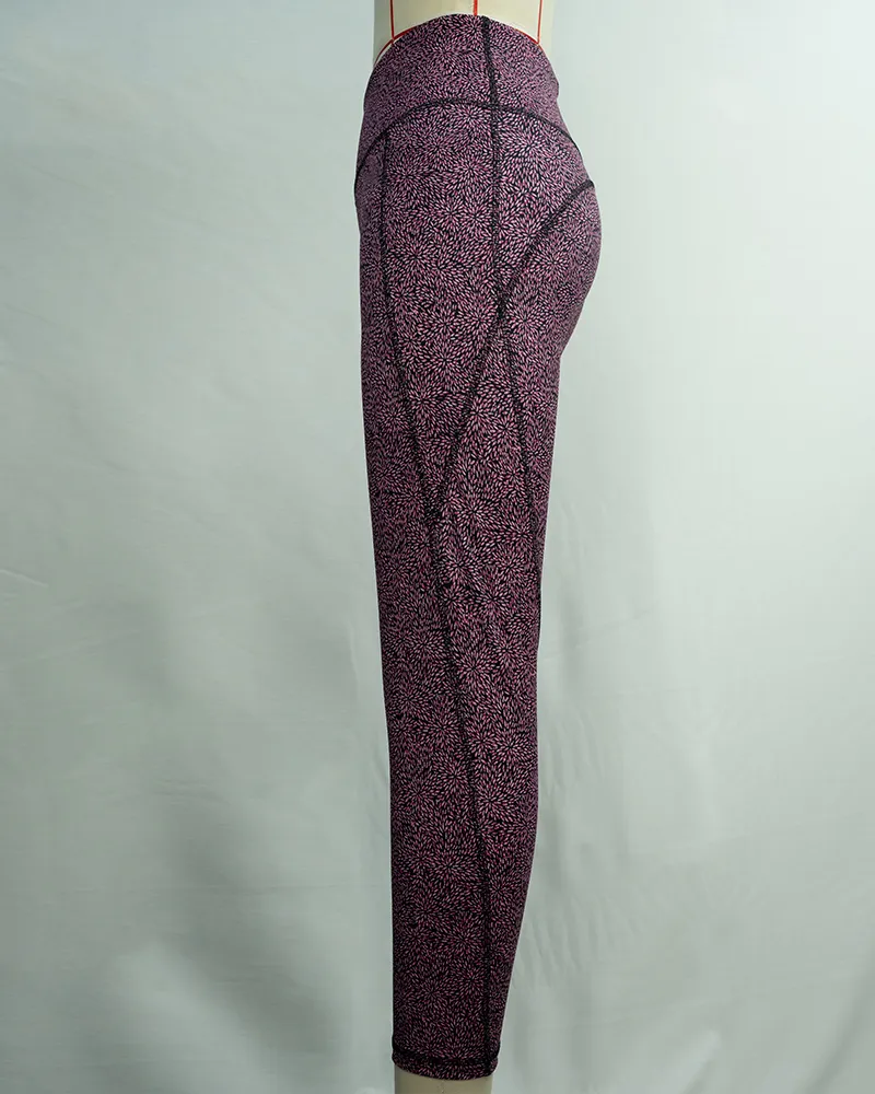 Magenta Floral Print Yoga Pants (2)