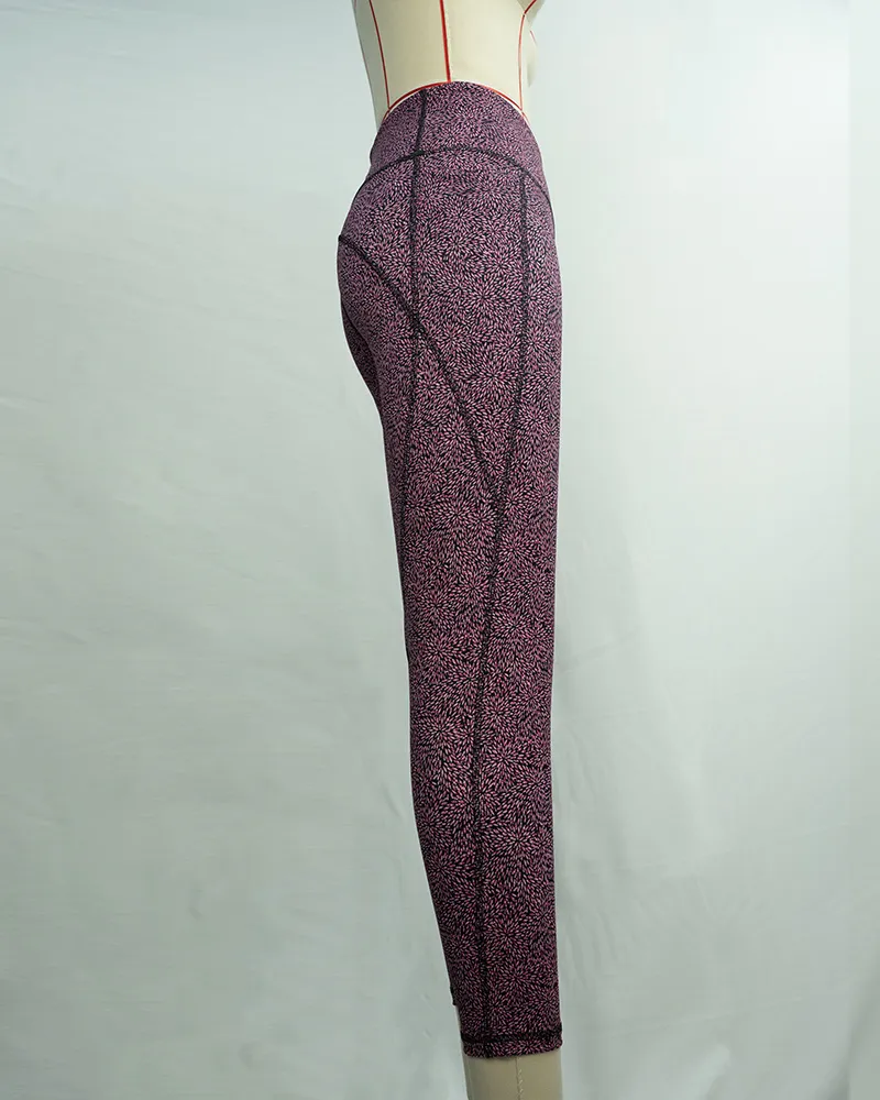 Magenta Floral Print Yoga Pants (3)