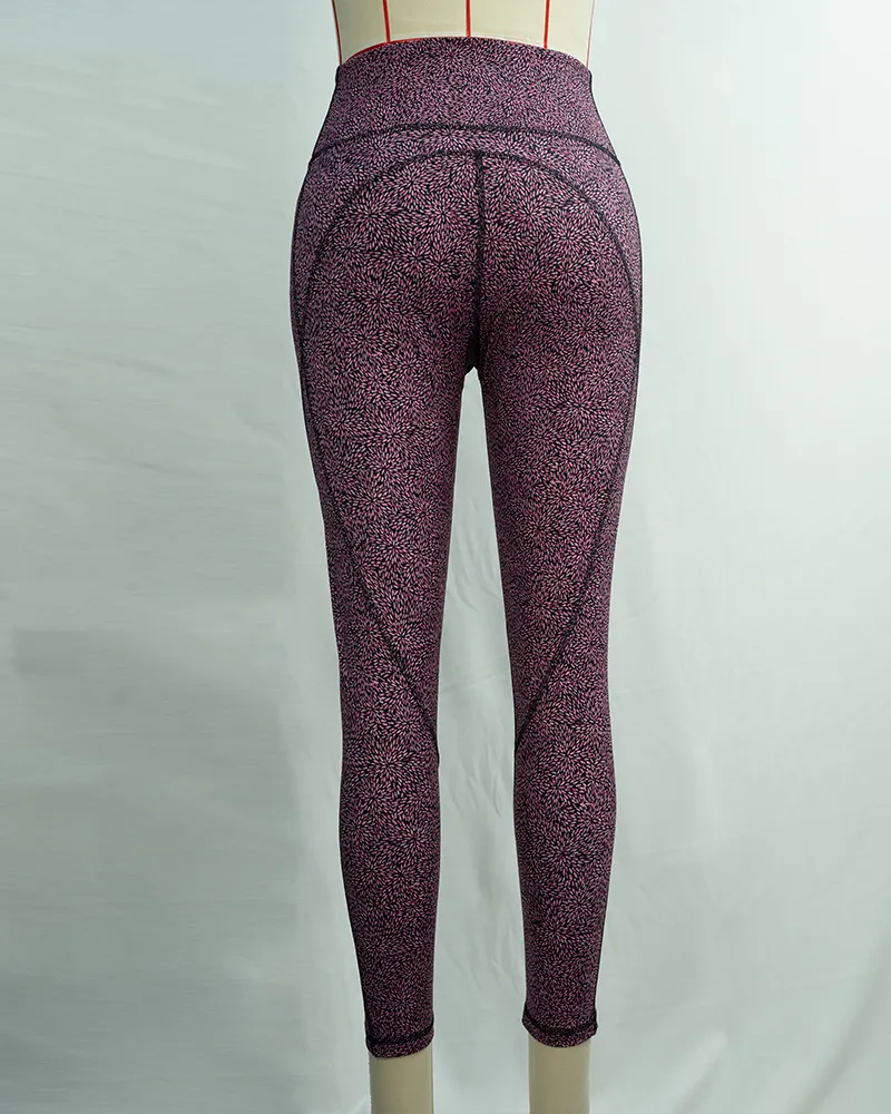 Magenta Floral Print Yoga Pants (4)