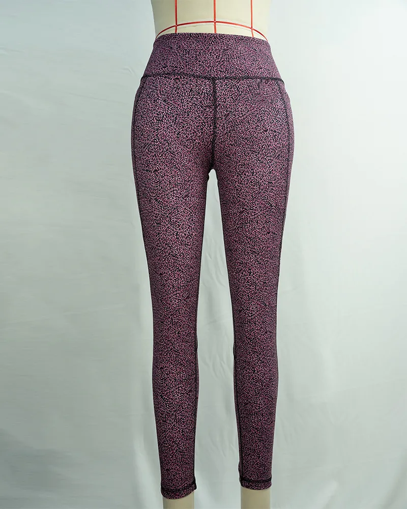 Magenta Floral Print Yoga Pants