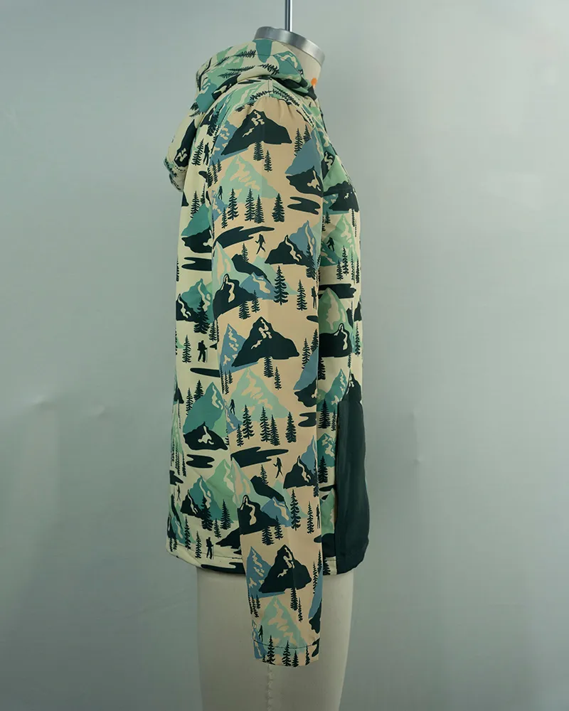 Mountain and Pine Pattern Hooded Jacket (2)