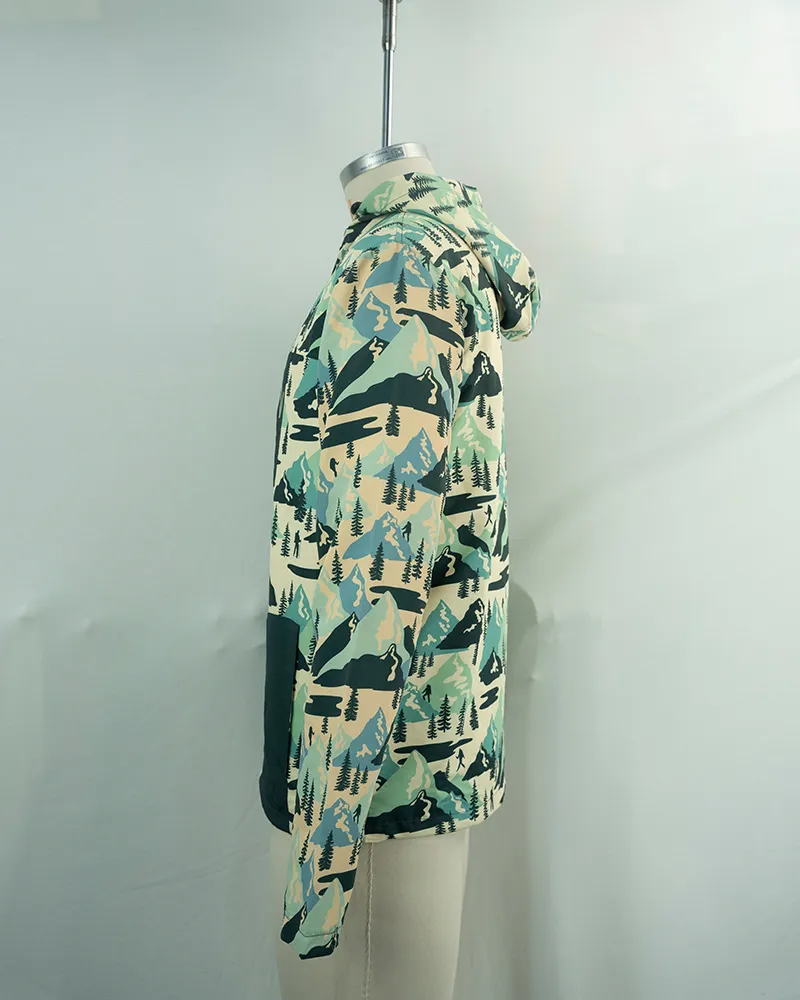 Mountain and Pine Pattern Hooded Jacket (4)