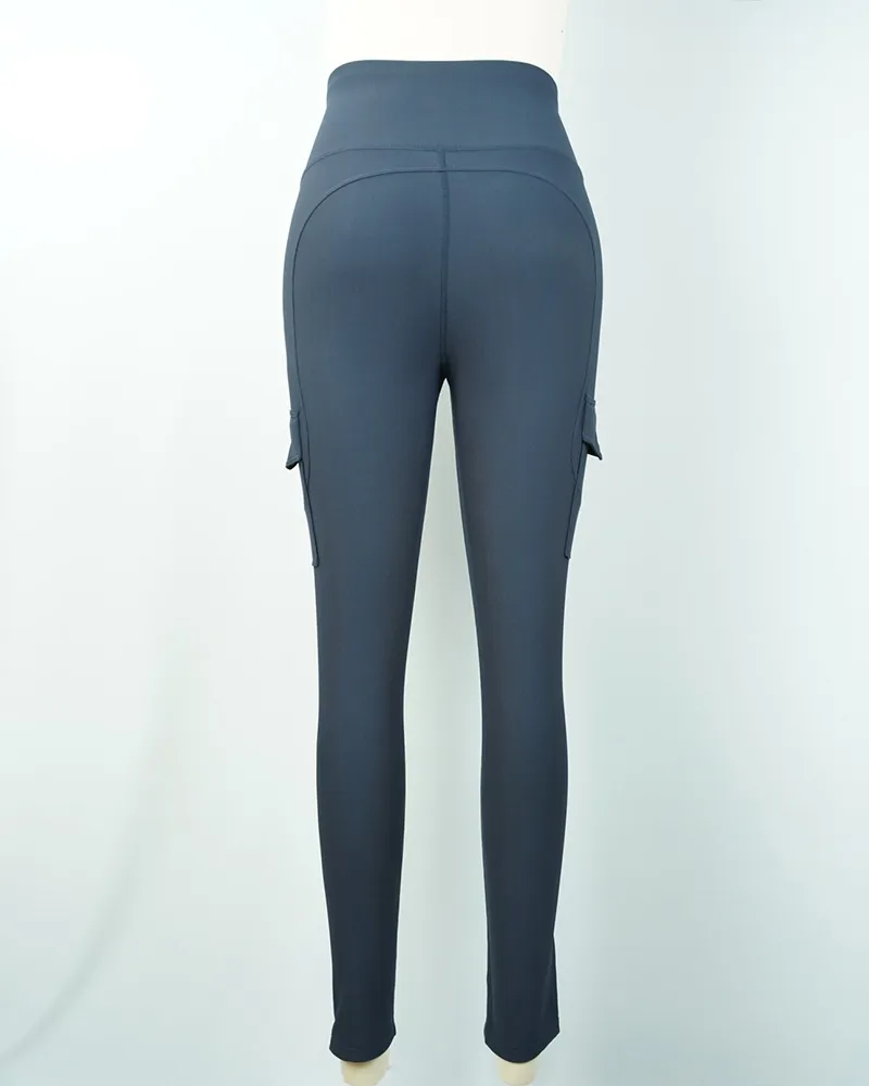 Navy Blue High-Waist Athletic Leggings with Pockets (3)