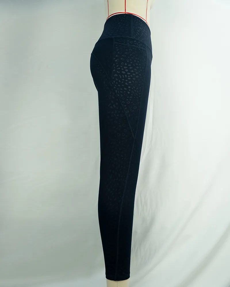 Navy Blue Polka Dot Yoga Pants (3)