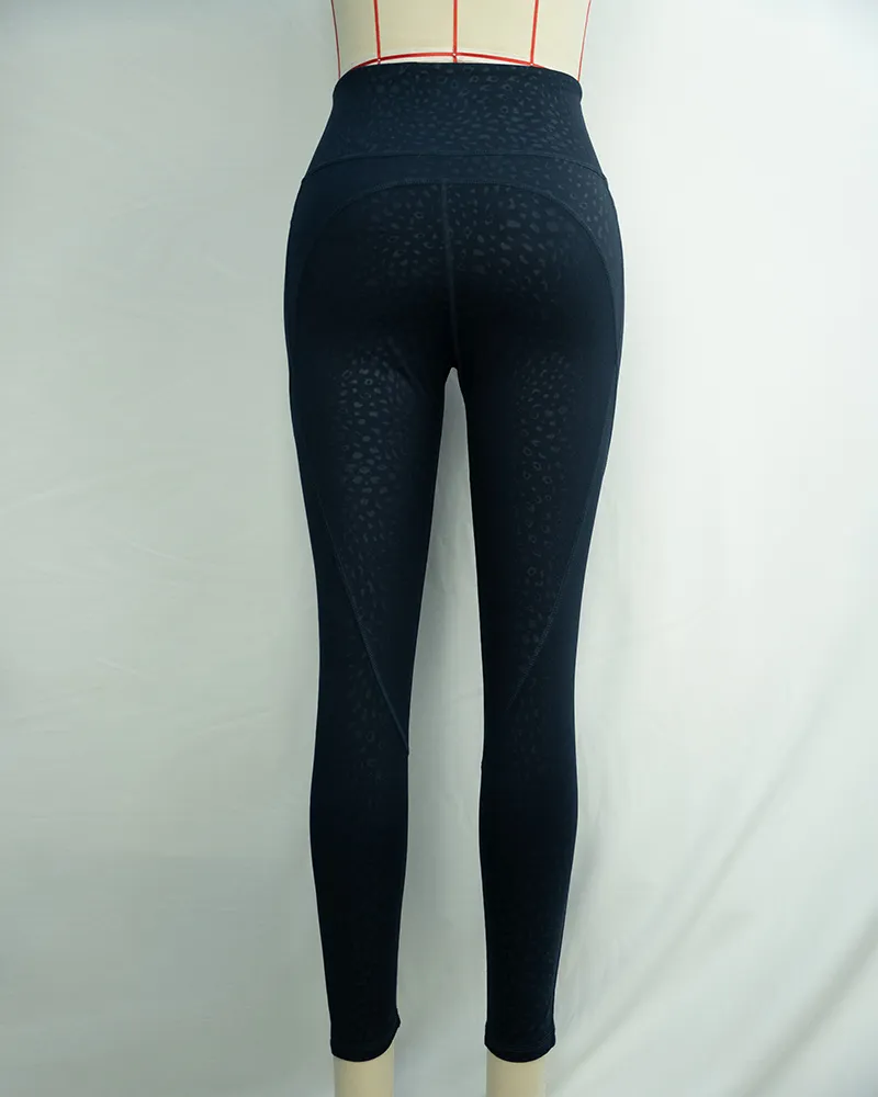 Navy Blue Polka Dot Yoga Pants (4)
