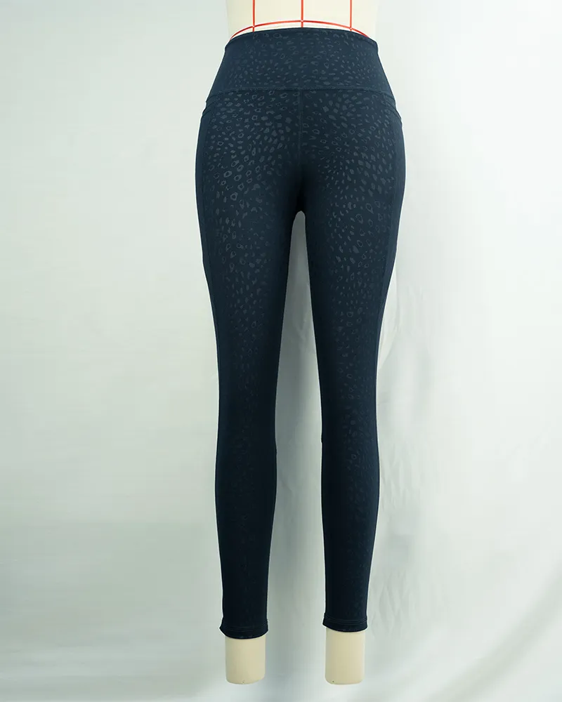 Navy Blue Polka Dot Yoga Pants