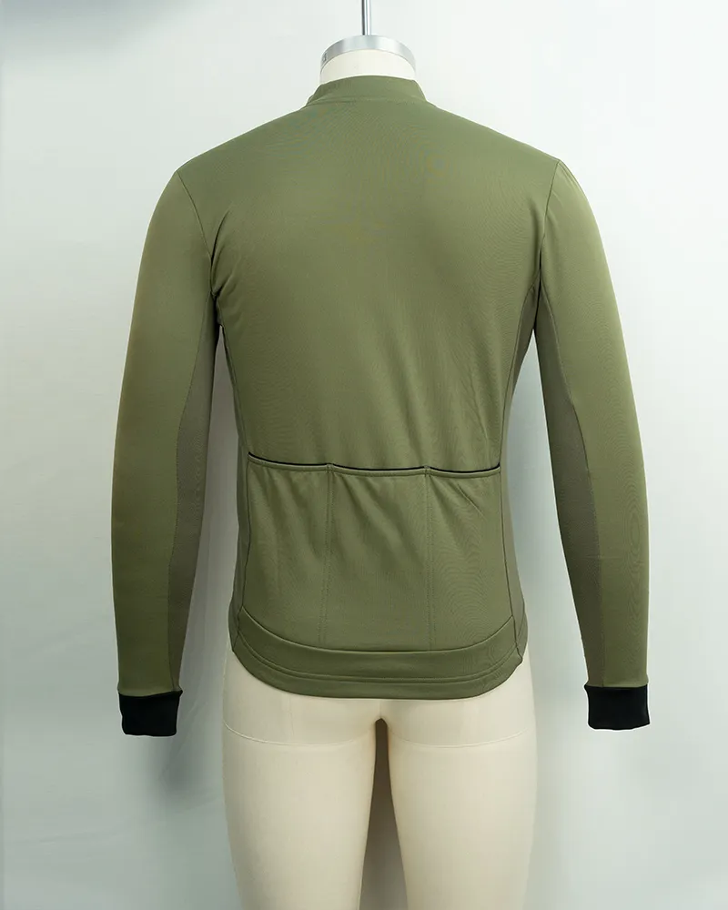 Olive Green Long Sleeve Cycling Jersey (3)