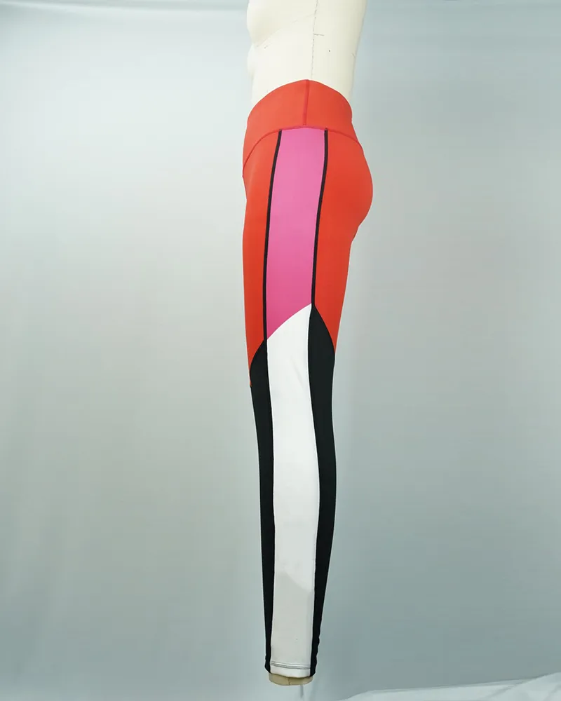 Orange and Black Colorblock Yoga Pants (3)