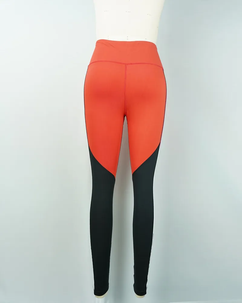 Orange and Black Colorblock Yoga Pants (4)