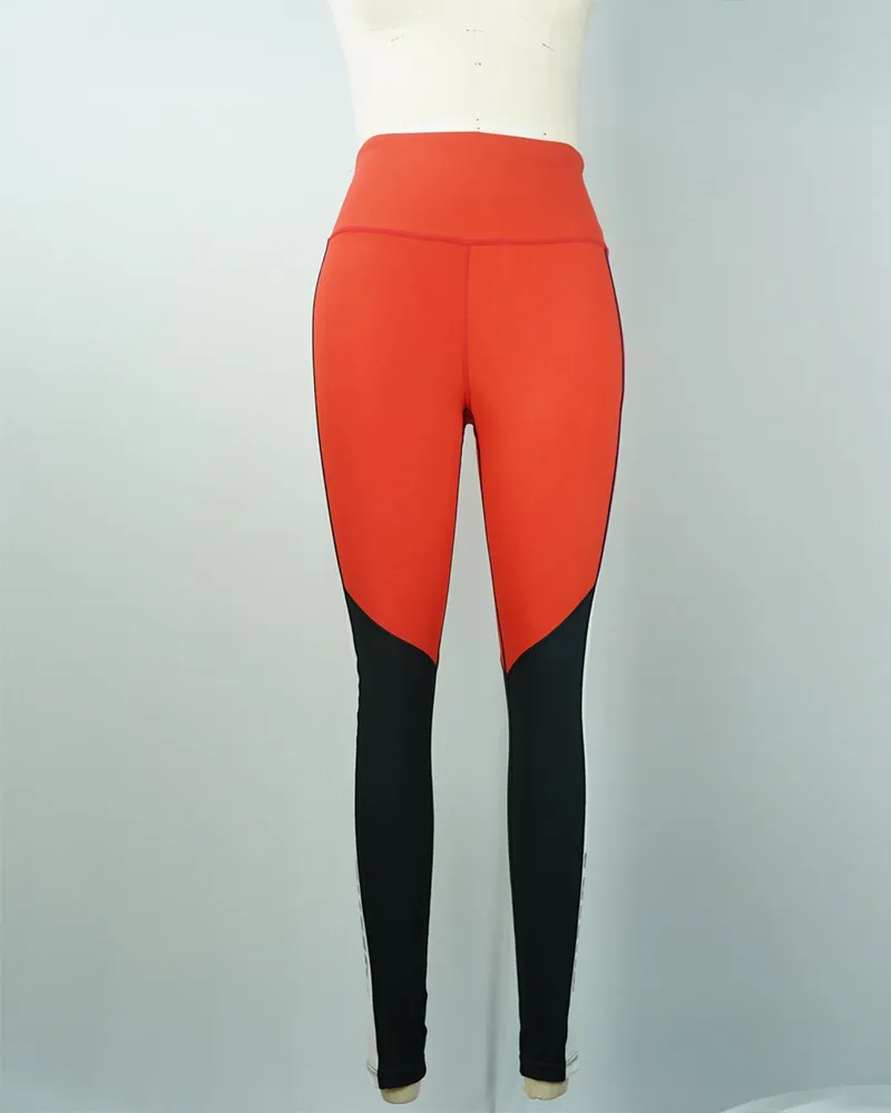 Orange and Black Colorblock Yoga Pants