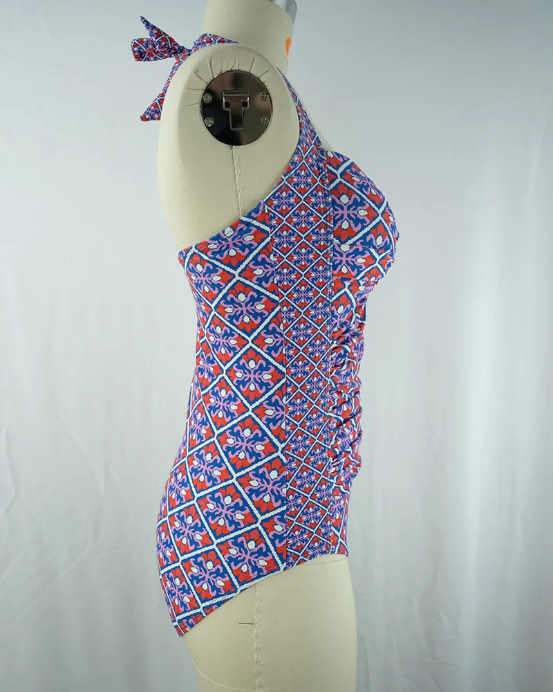 Purple Charm Halter Neck One-Piece Swimsuit (2)