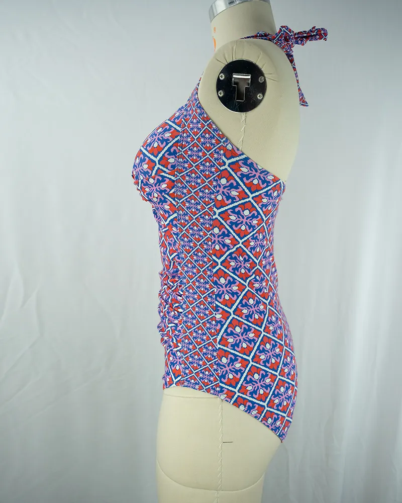 Purple Charm Halter Neck One-Piece Swimsuit (4)