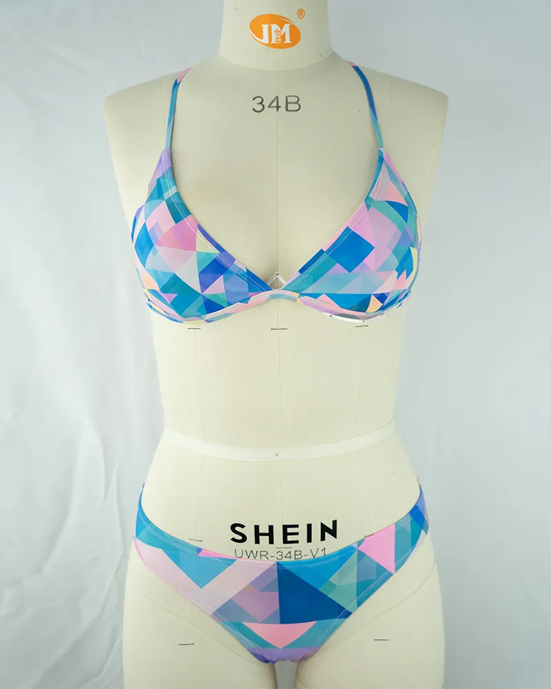 Vibrant Geometric Print Bikini Swimsuit