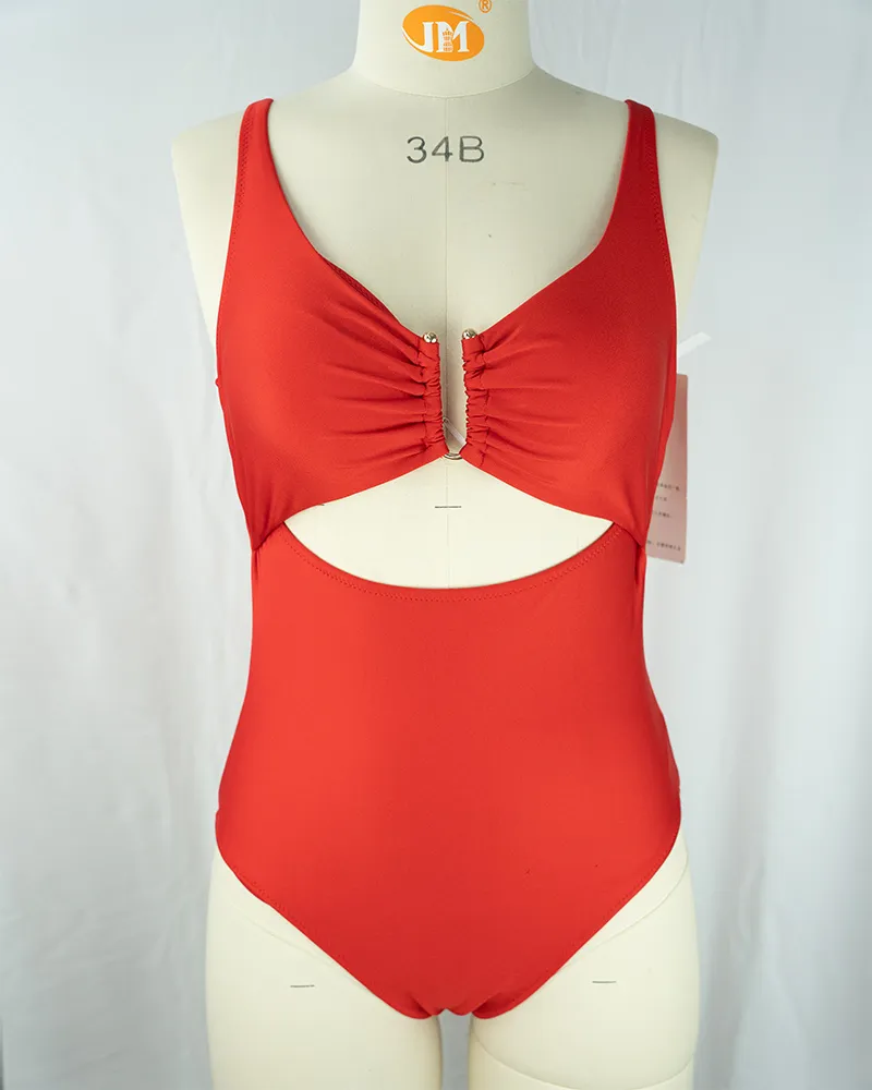 Vibrant Red Ruched One-Piece Swimsuit