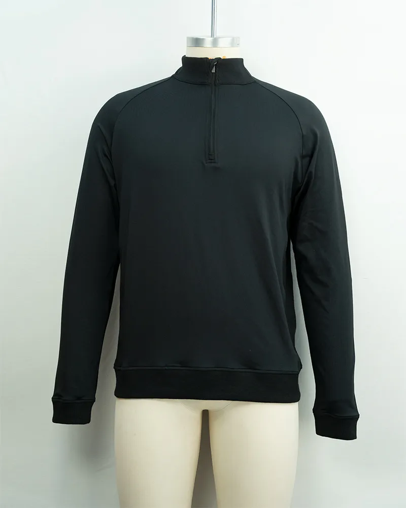 Men’s Black Quarter-Zip Long Sleeve Top