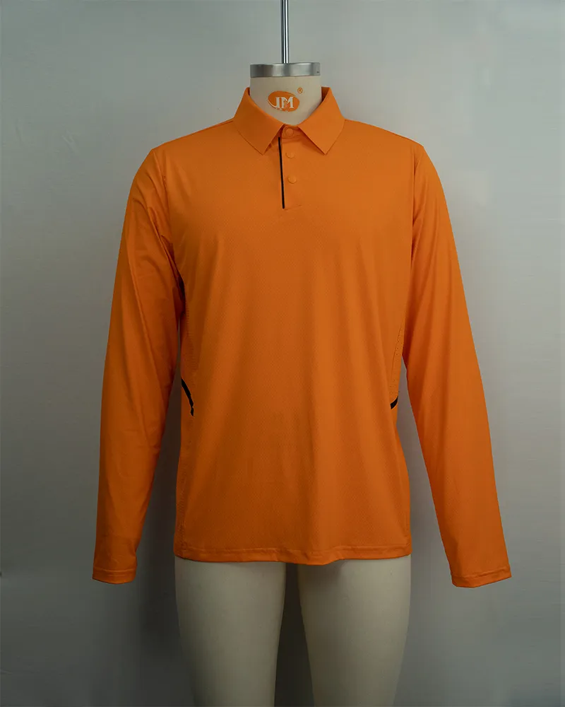 Men’s Orange Breathable and Stylish Long Sleeve Polo Shirt