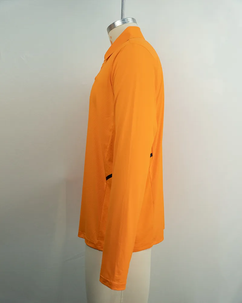 Men’s Orange Breathable and Stylish Long Sleeve Polo Shirt (2)