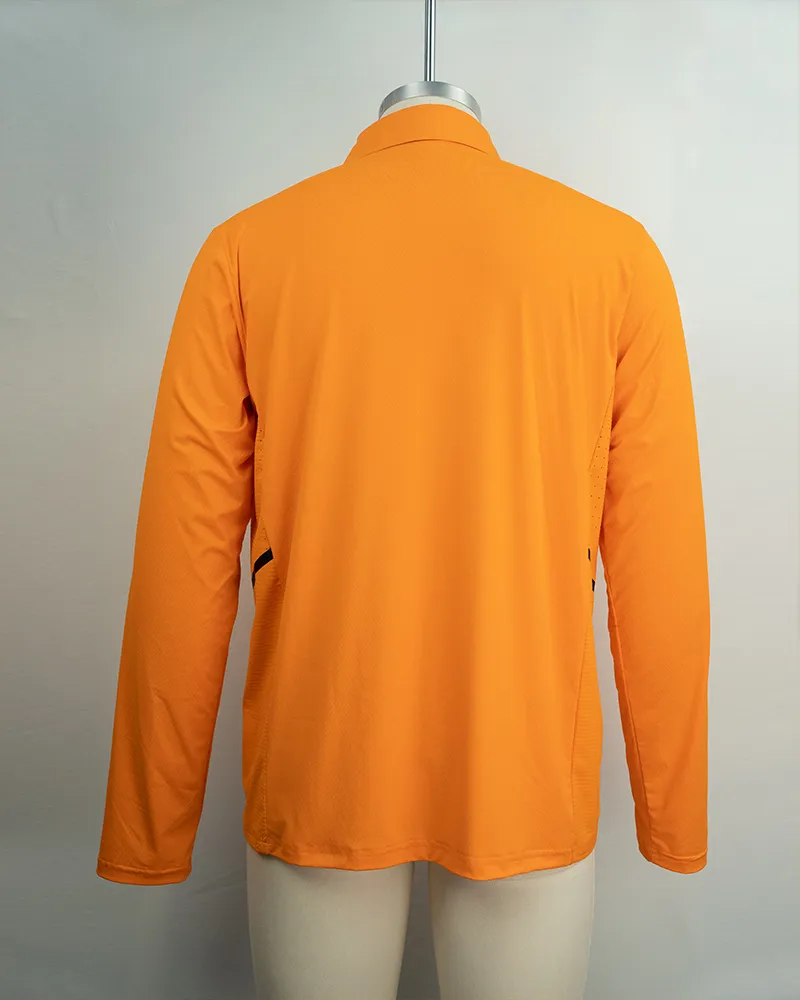 Men’s Orange Breathable and Stylish Long Sleeve Polo Shirt (3)