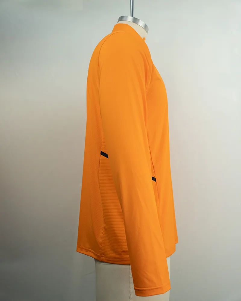 Men’s Orange Breathable and Stylish Long Sleeve Polo Shirt (4)