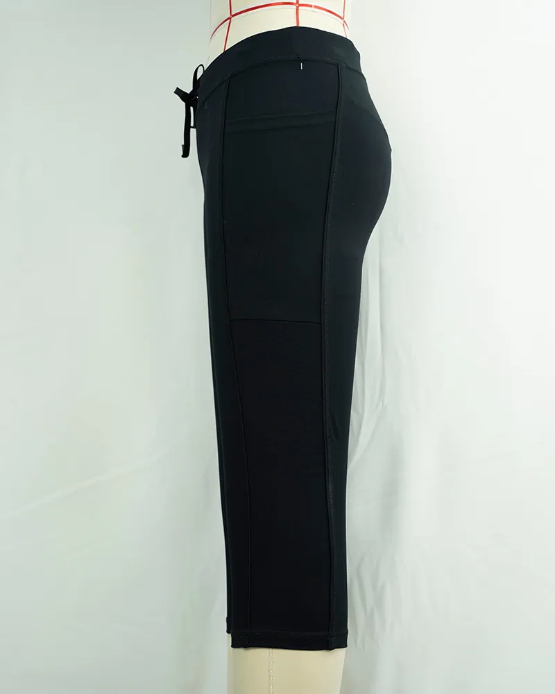 Women`s Black Mid-Calf High Waist Yoga Pants (4)