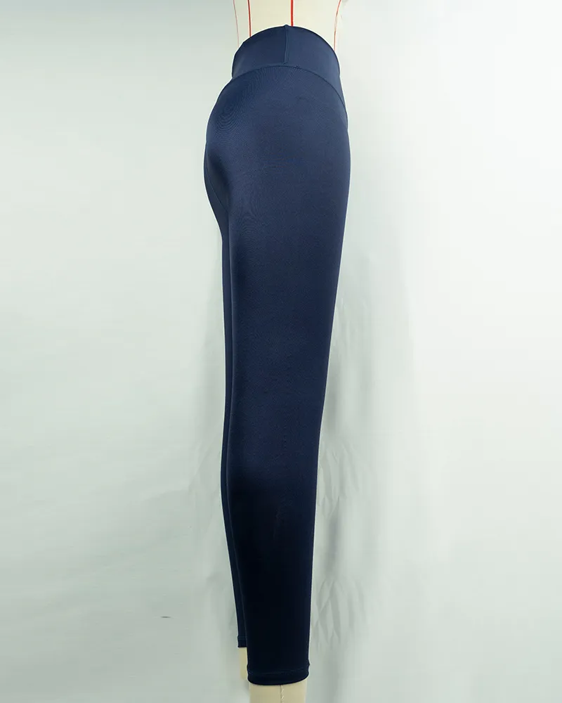 Women`s High Waist Navy Blue Yoga Pants (2)