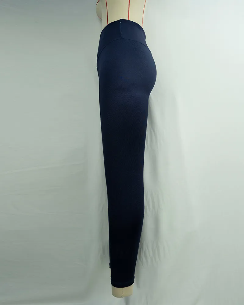 Women`s High Waist Navy Blue Yoga Pants (3)