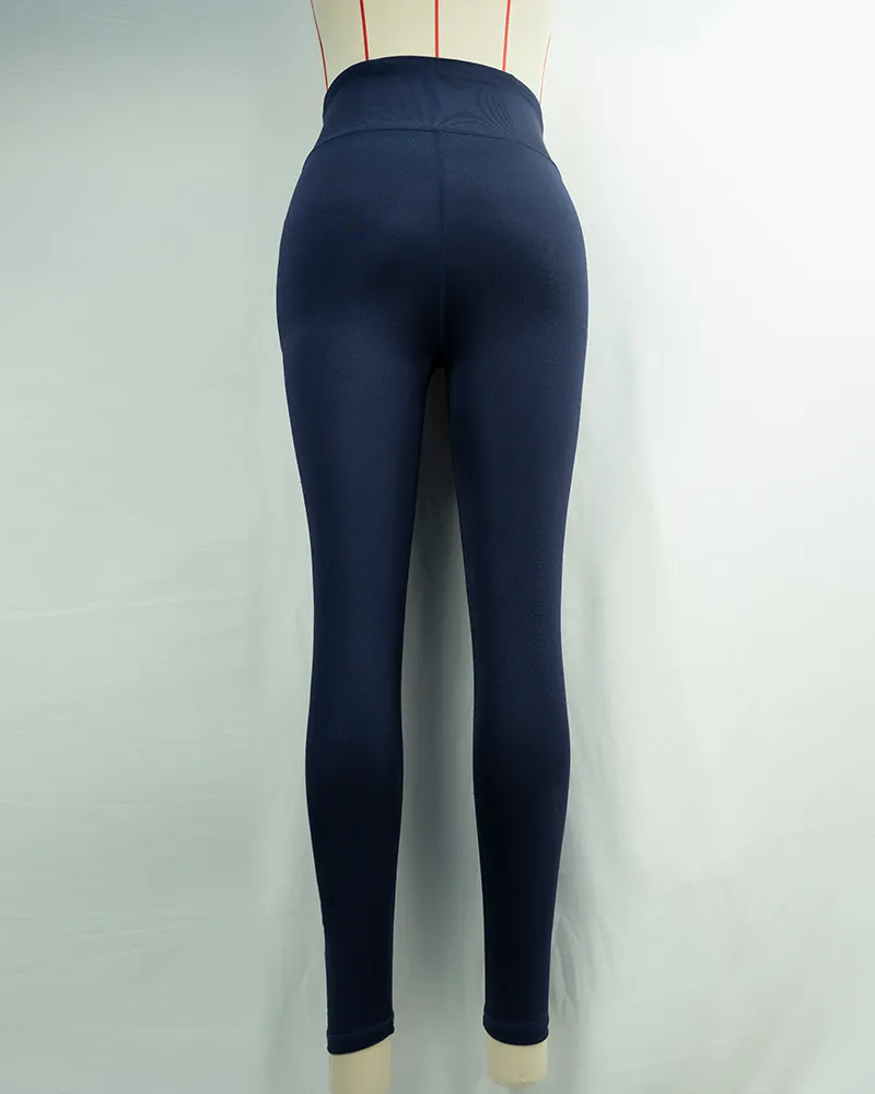 Women`s High Waist Navy Blue Yoga Pants (4)
